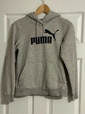 Puma Light Gray Crewneck Hoodie with Black Logo